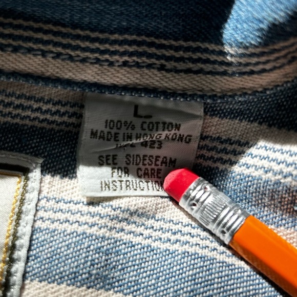 Levi’s 90s Blue Striped Button-Up Shirt | Authentic Jeanswear Rare Vintage Find - Picture 6 of 12